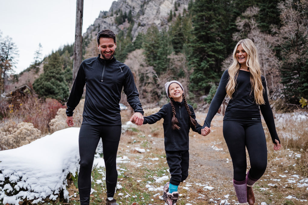 High-performance thermals for families designed for outdoor adventures in cold weather, featuring durable base layers.