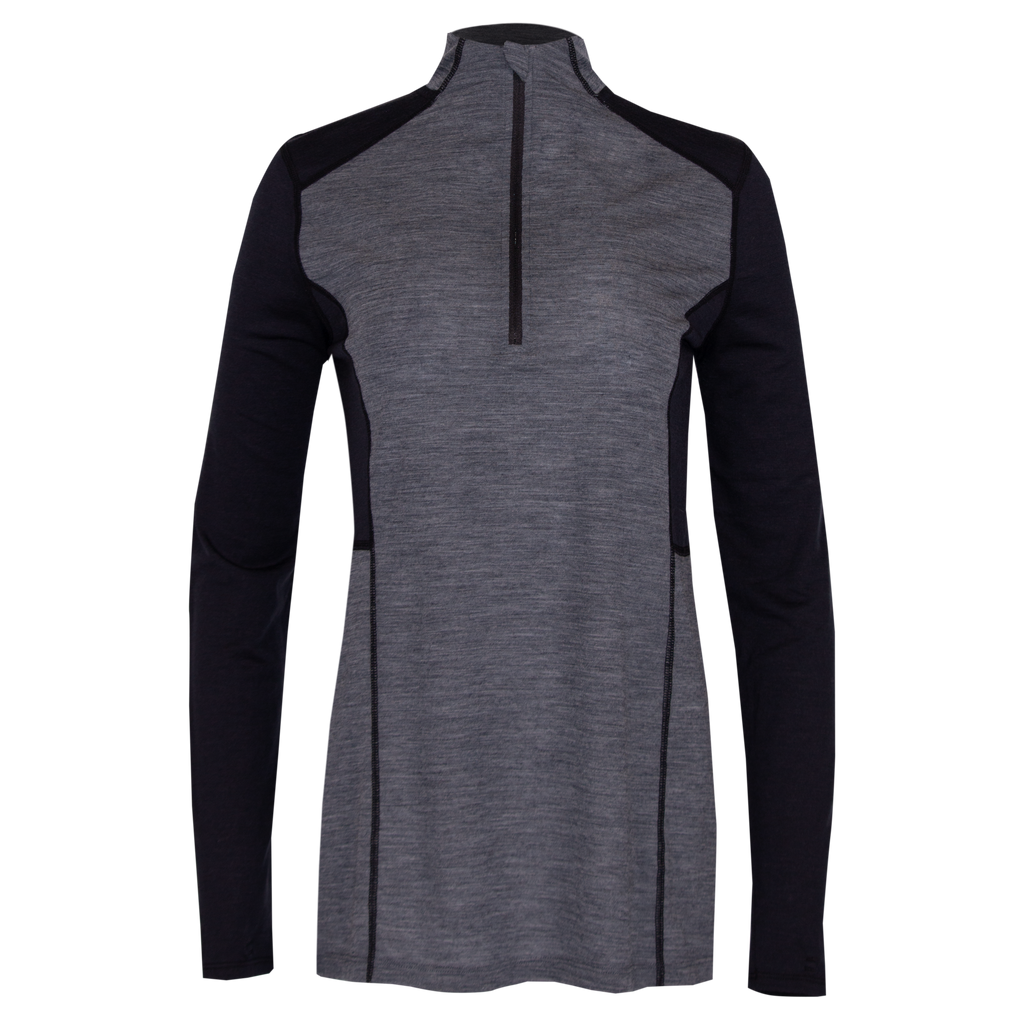 Women's Merino Zip-T#color_grey-heather-black