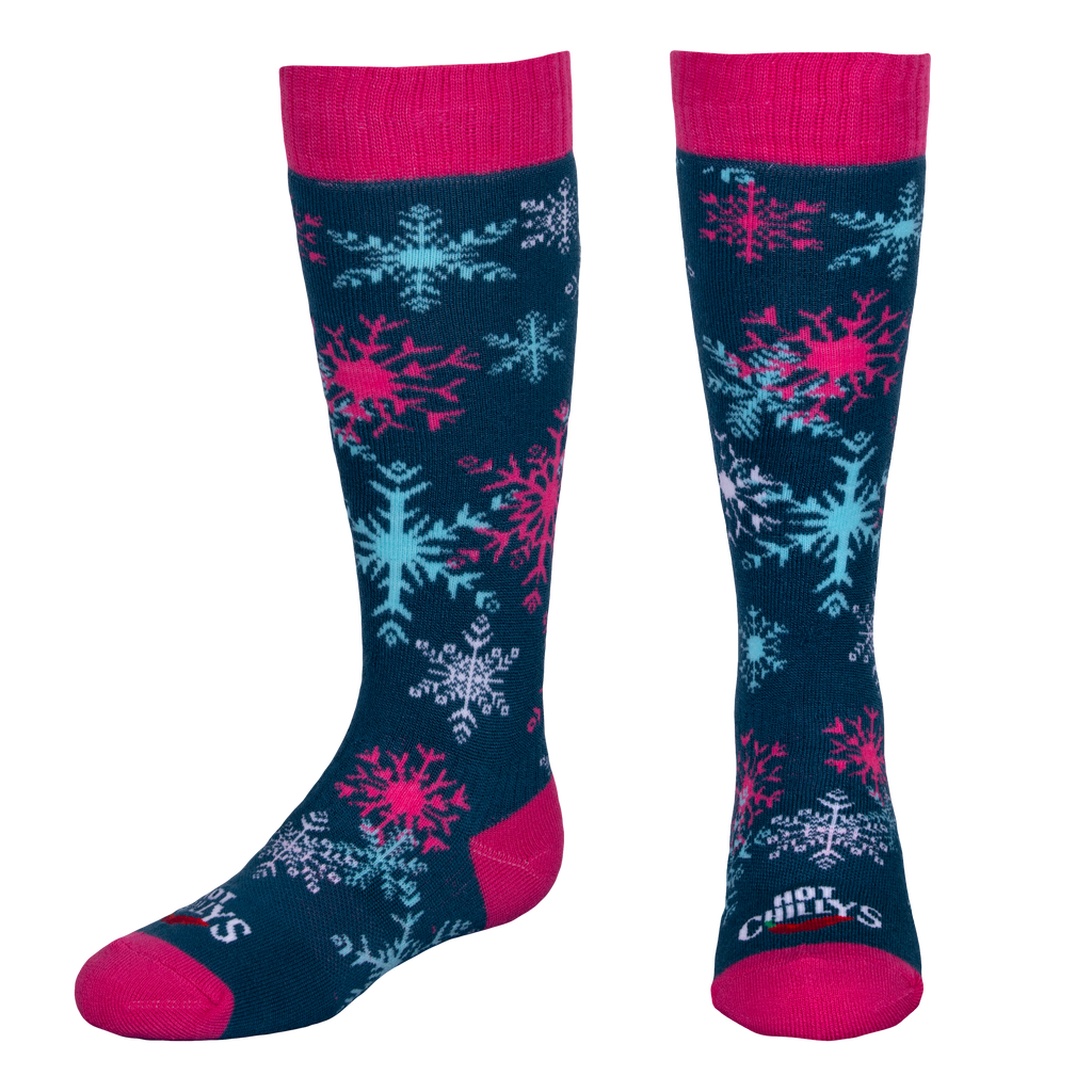 Hot Chillys Youth Mid Volume Sock - Aerial Snowflake