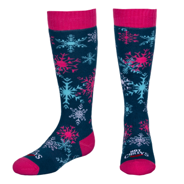 Hot Chillys Youth Mid Volume Sock - Aerial Snowflake