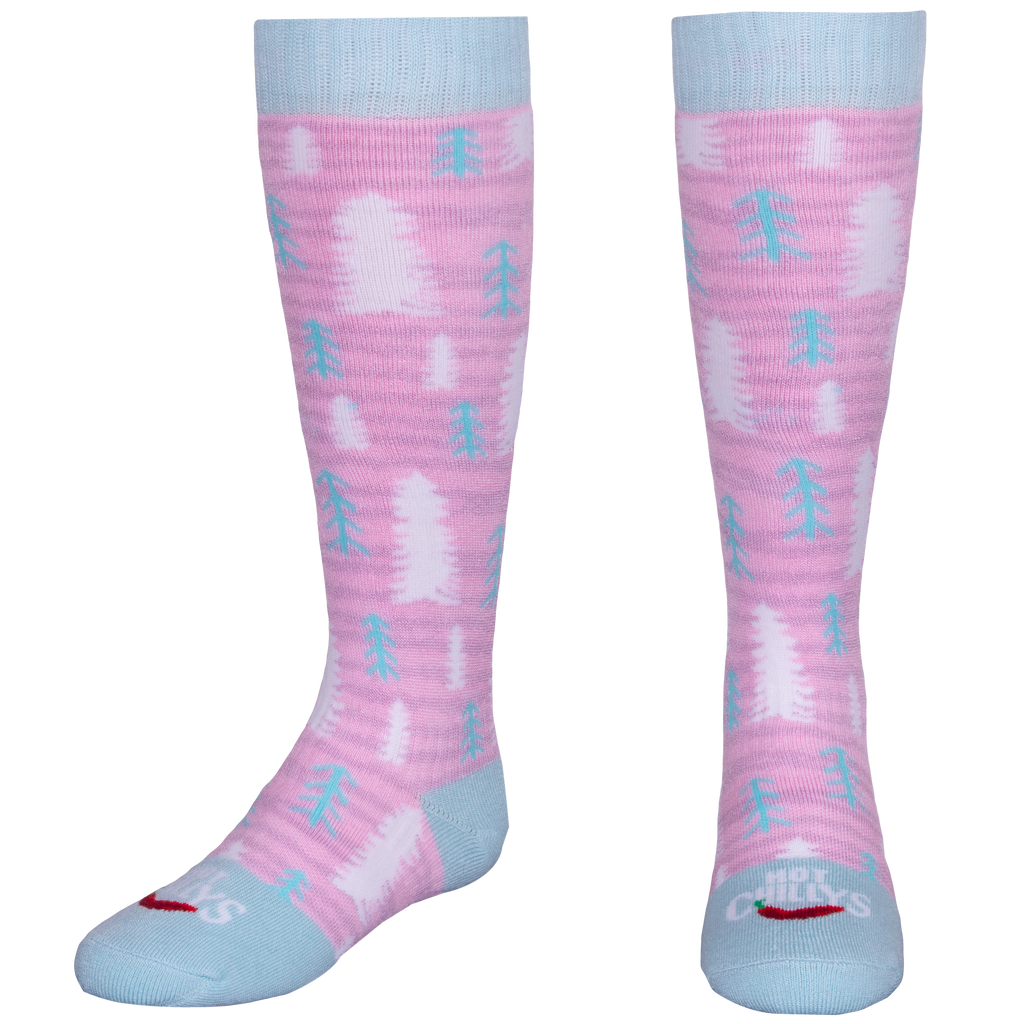 Hot Chillys Youth Mid Volume Sock - Petal Pine Tree