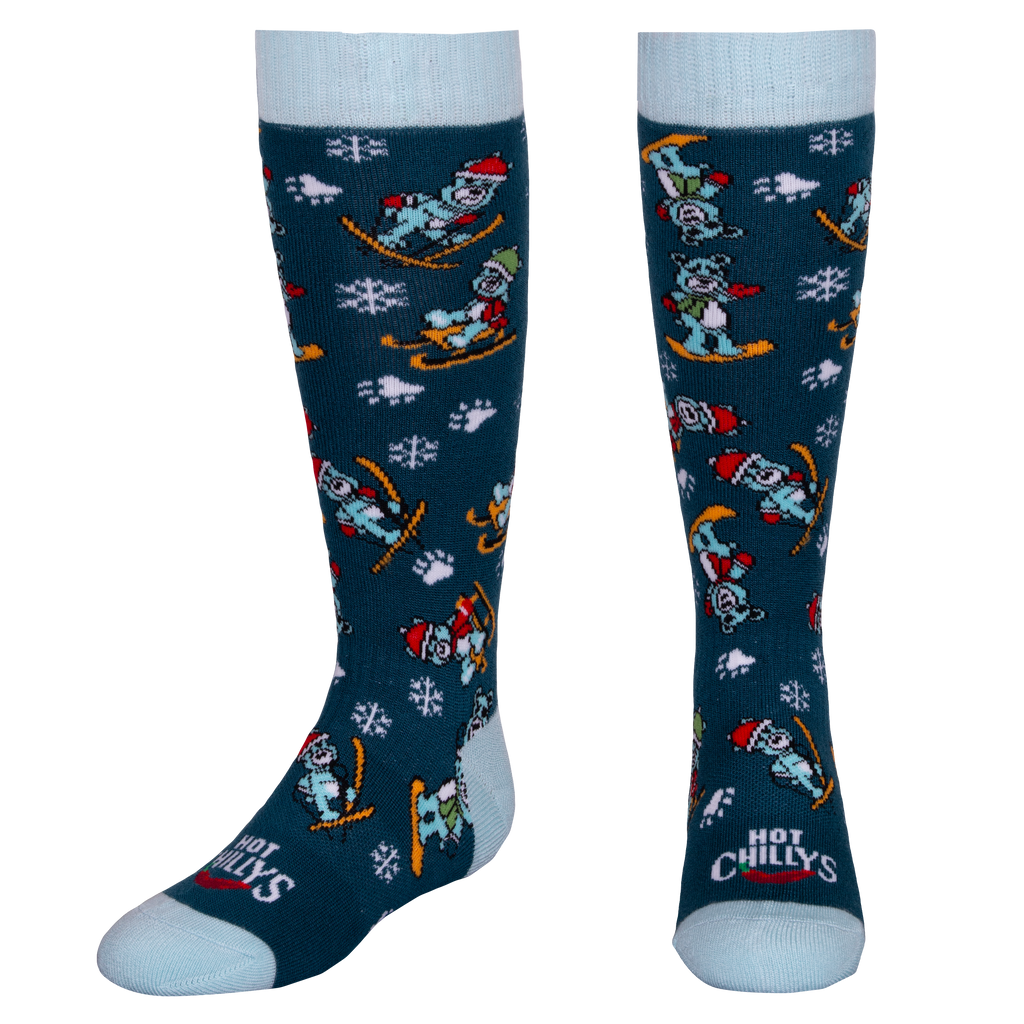 Hot Chillys Youth Mid Volume Sock - Snow Bears