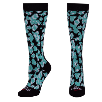 Hot Chillys Women's Mid Volume Sock - Black/Lagoon