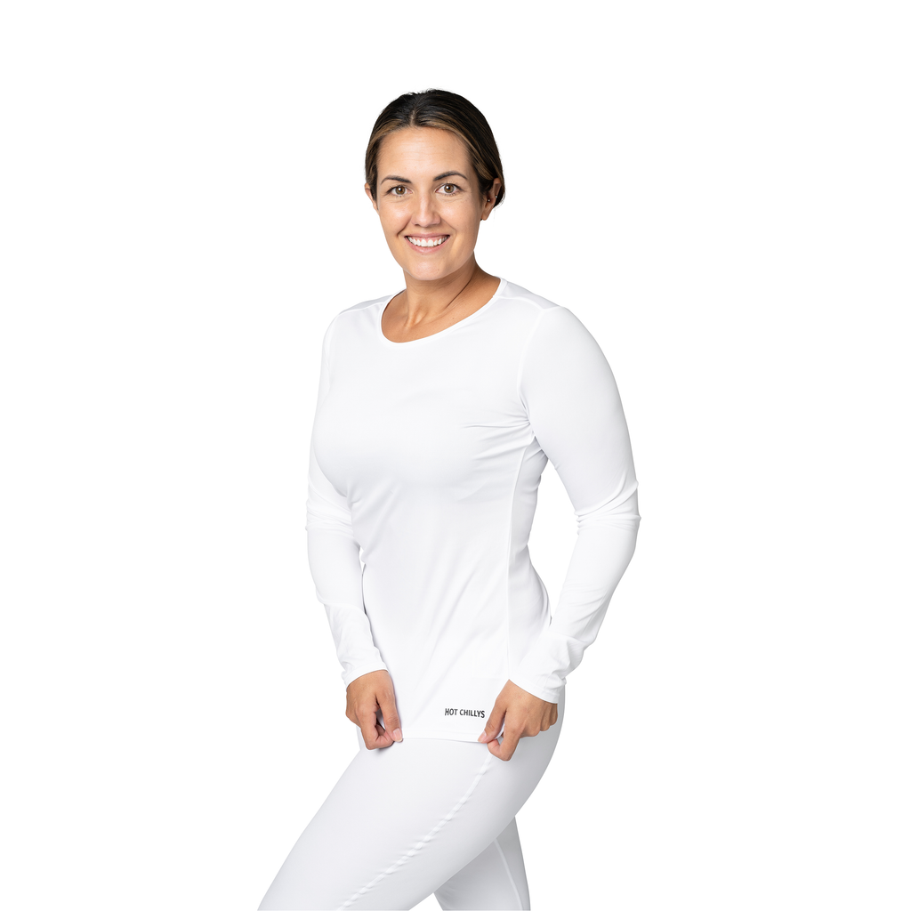 Hot Chillys Women's Peach Skins Crewneck - White