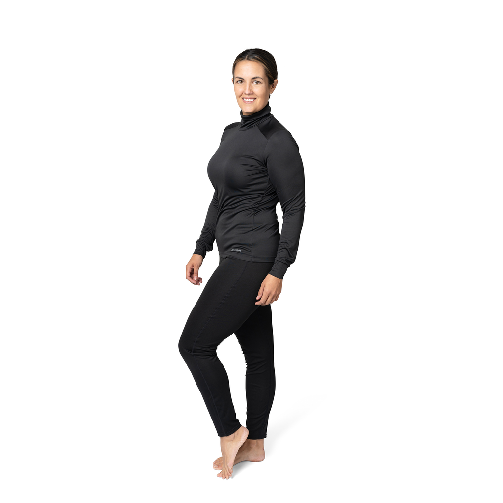 Hot Chillys Women's Peach Skins Solid T-Neck - Black