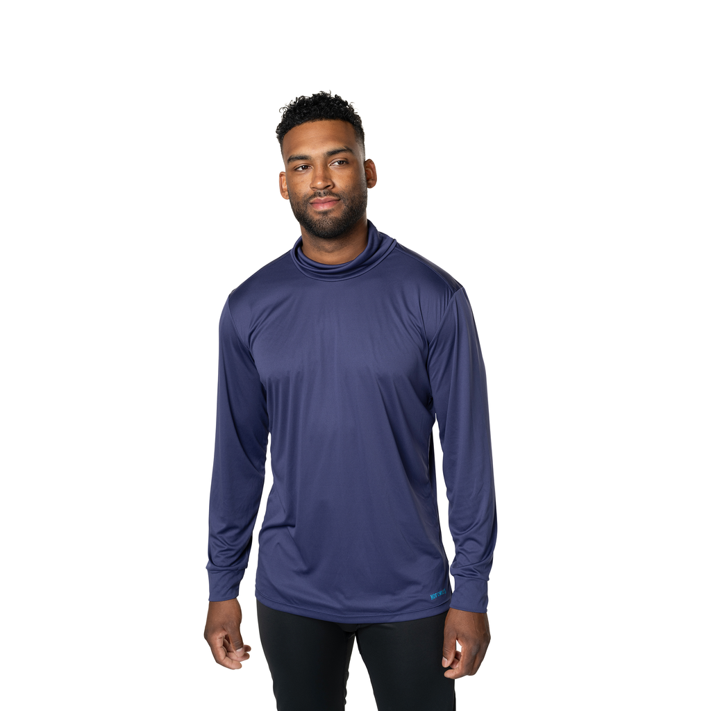 Hot Chillys Men's Peach Skins Roll T-Neck - Navy