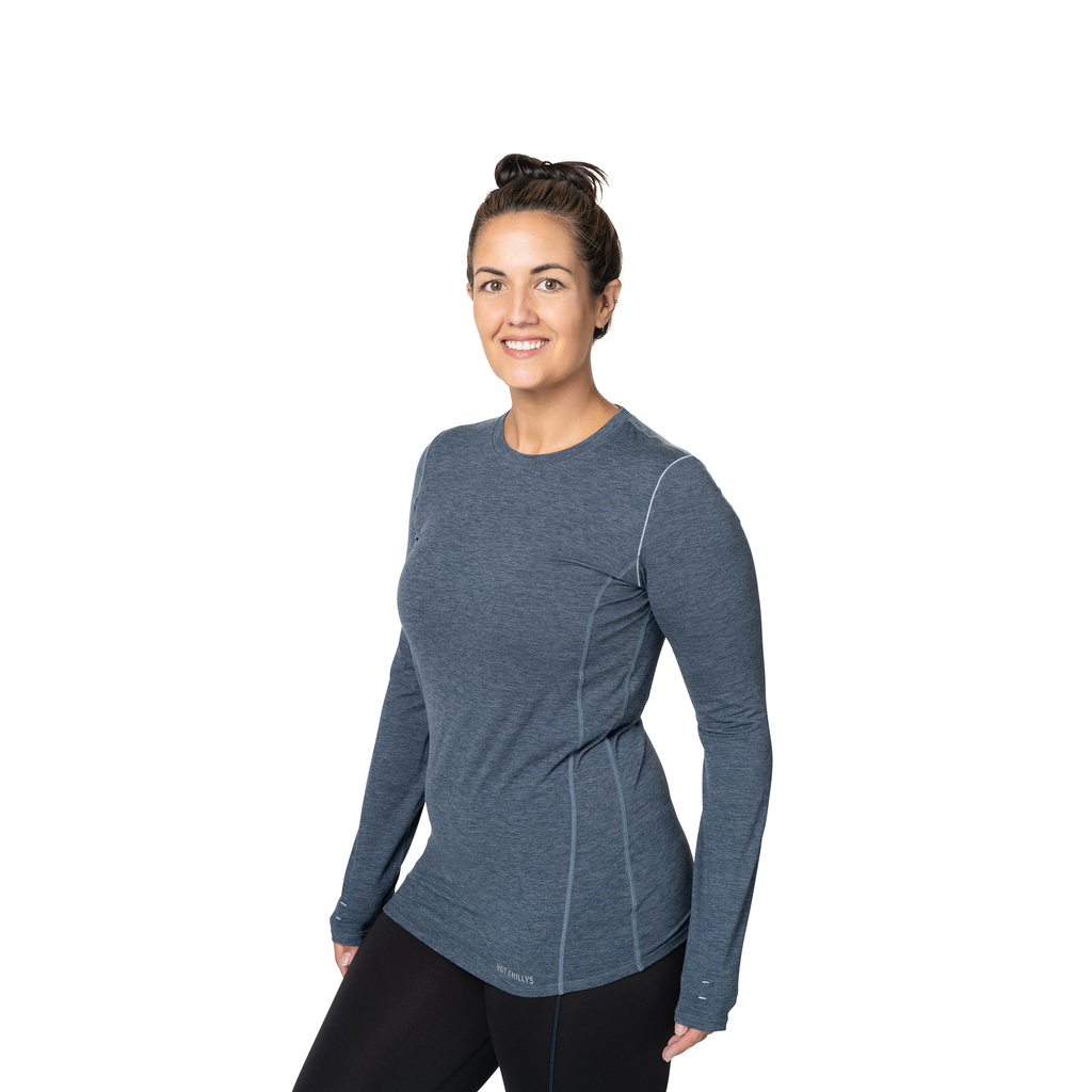 Hot Chillys Women's Clima-Tek Crewneck - Nightfall Heather