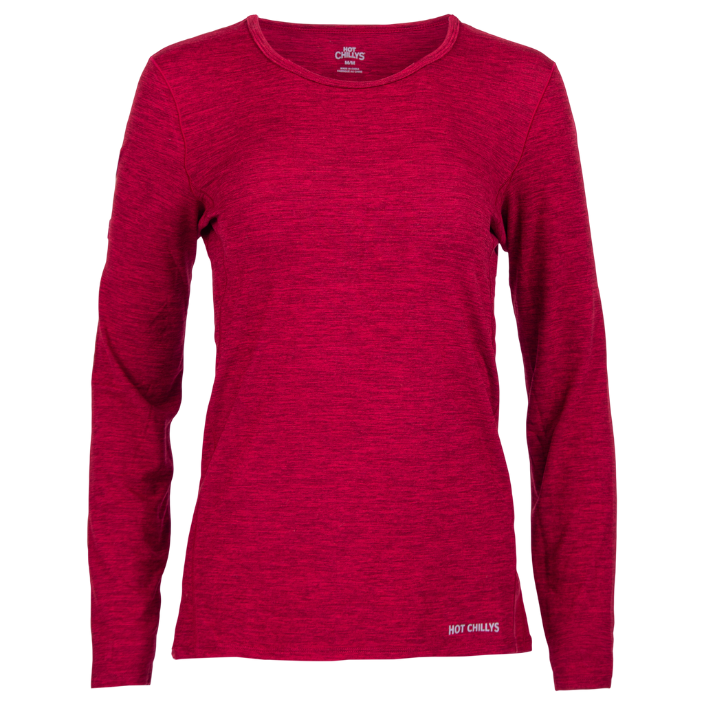 Women's Clima-Tek Crewneck - Hot Chillys#color_burgundy-heather