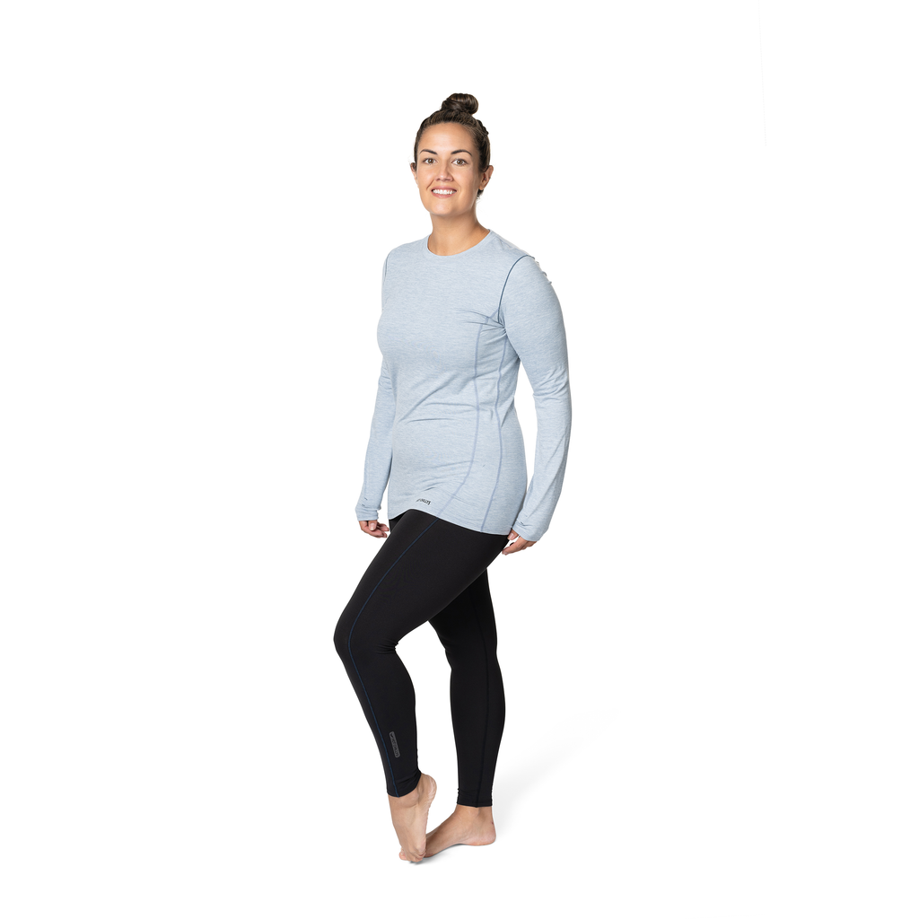 Hot Chillys Women's Clima-Tek Crewneck - Ashley Blue Heather