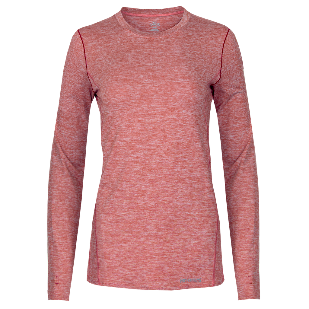 Women's Clima-Tek Crewneck - Hot Chillys#color_redwood-heather