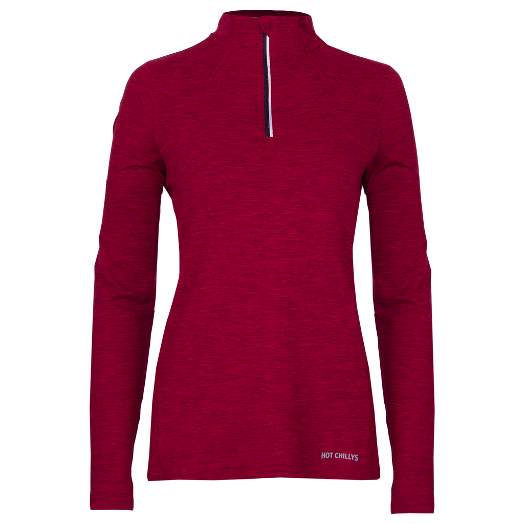 Women's Clima-Tek Zip-T - Hot Chillys#color_burgundy-heather