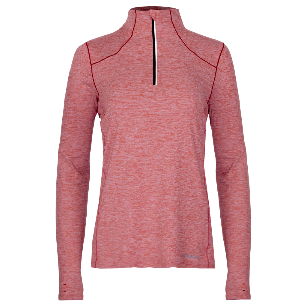 Women's Clima-Tek Zip-T - Hot Chillys#color_redwood-heather