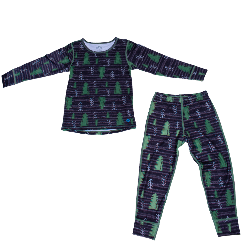 Hot Chillys Youth Originals Toddler Print Set - Black Pine Tree