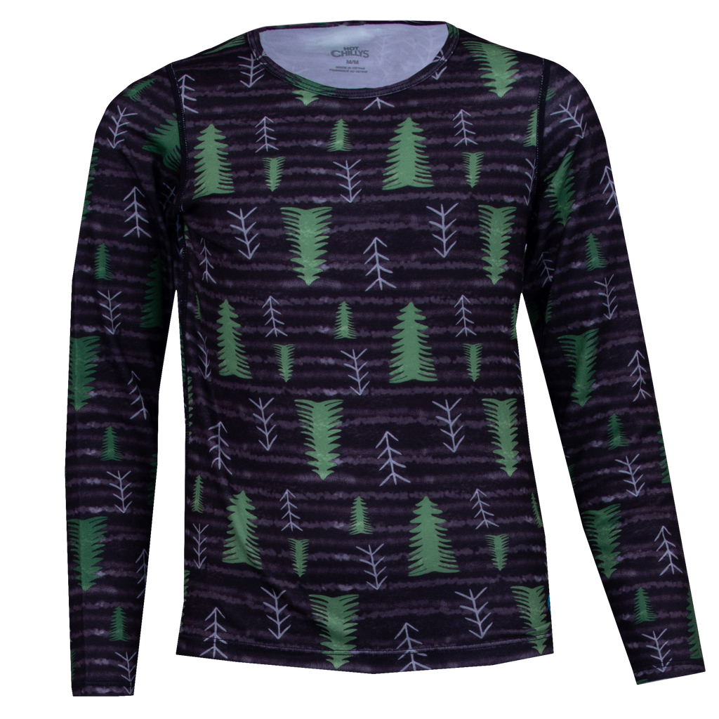 Hot Chillys Youth Originals Print Crewneck - Black Pine Tree