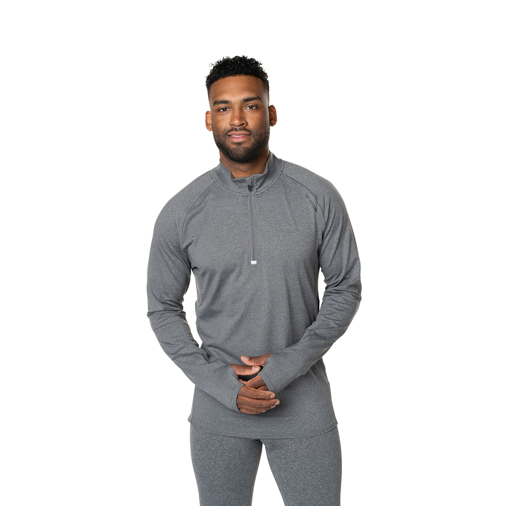 Hot Chillys Men's Micro-Elite Chamois Zone Zip-T - Granite/Granite