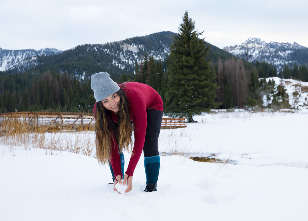 Woman wearing Hot Chillys Base Layers