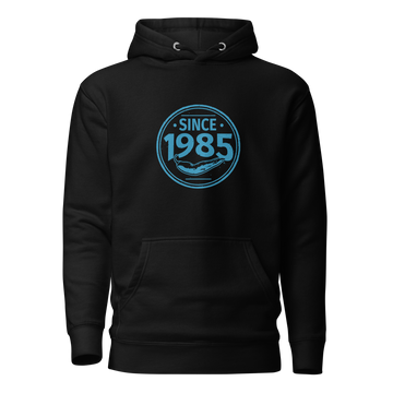 Hot Chillys 1985 Circle Logo Unisex Hoodie#color_black