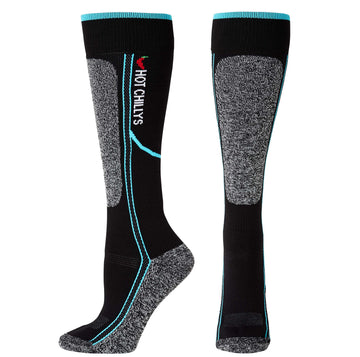 Women's Elite Heat Mid Volume Sock - Hot Chillys#color_black-aqua